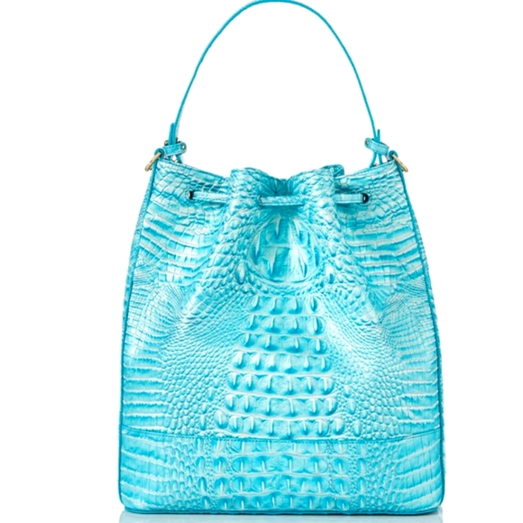 Brahmin Turquoise Croc-Embossed Shoulder Bag - Picture 2 of 14